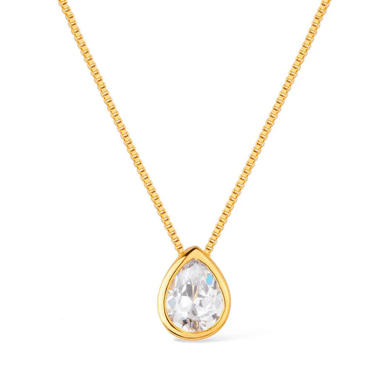 Colar Dourado de Gota em Zircônia